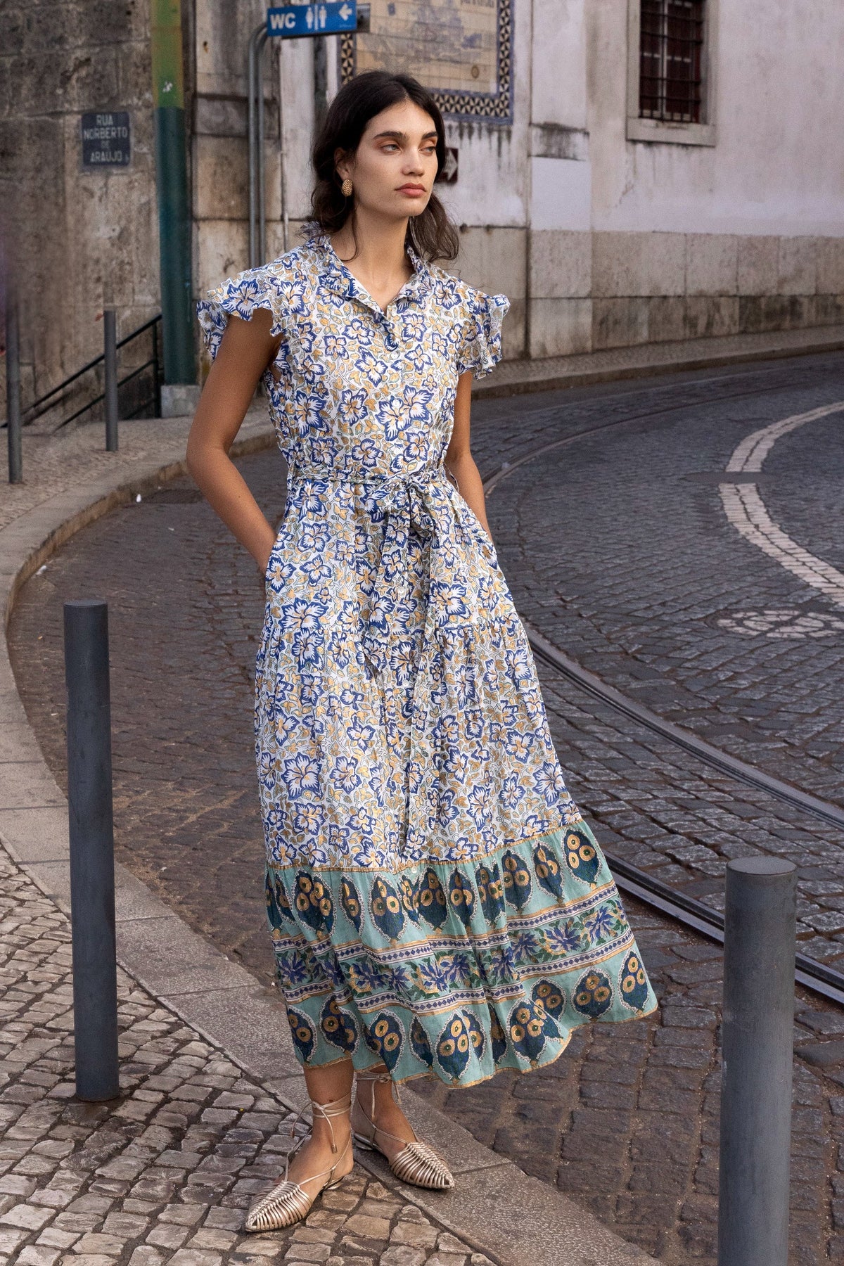 Oliphant  Collar Button Maxi Dress - Ivy