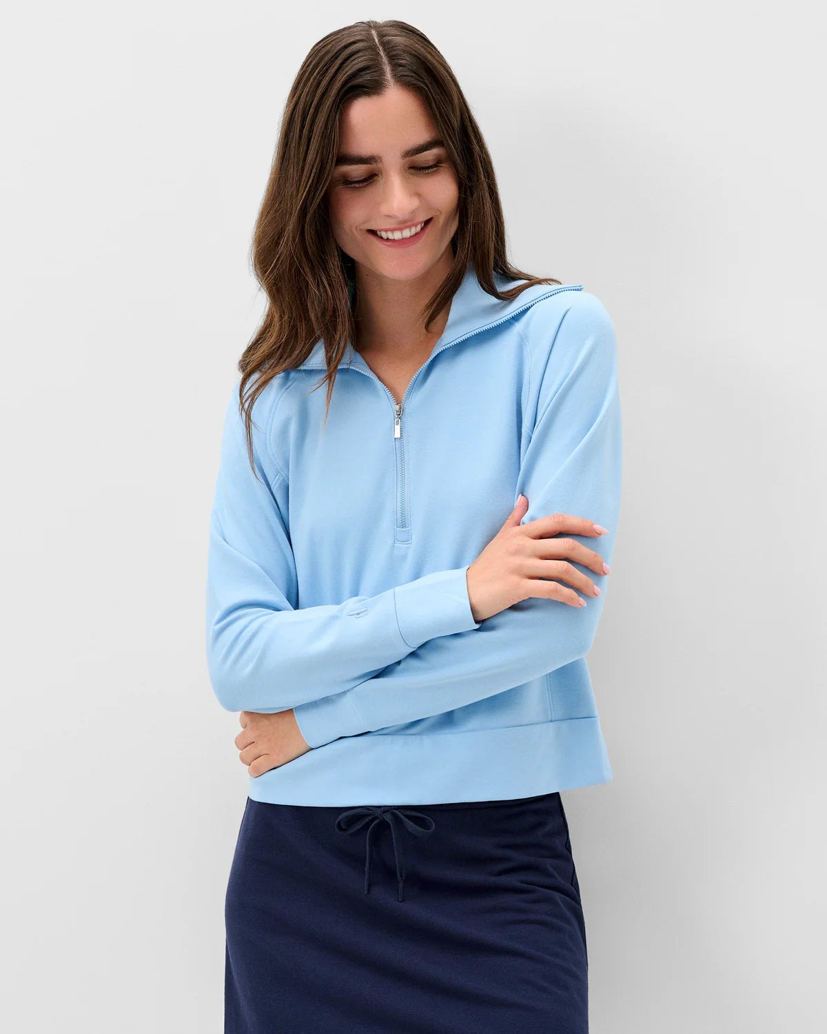 Johnnie-O Eliza Performance 1/2 Zip Pullover - Gulf Blue