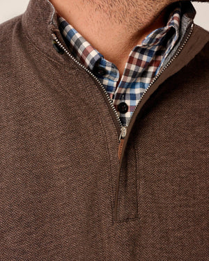 Johnnie-O Rubin Cotton Cashmere 1/4 Zip Pullover - Bison