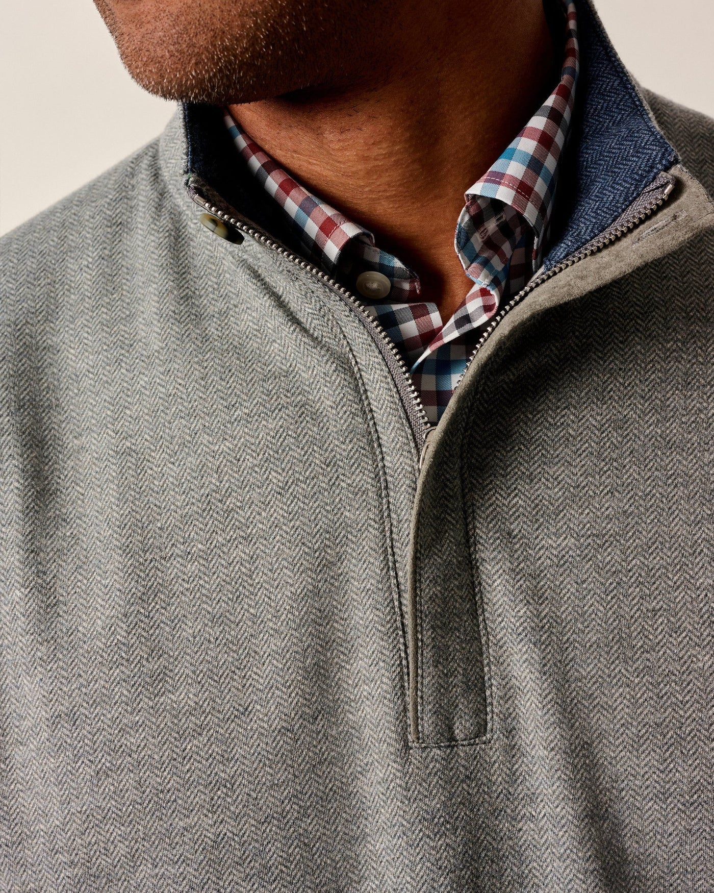 Johnnie-O Rubin Cotton Cashmere 1/4 Zip Pullover - Charcoal