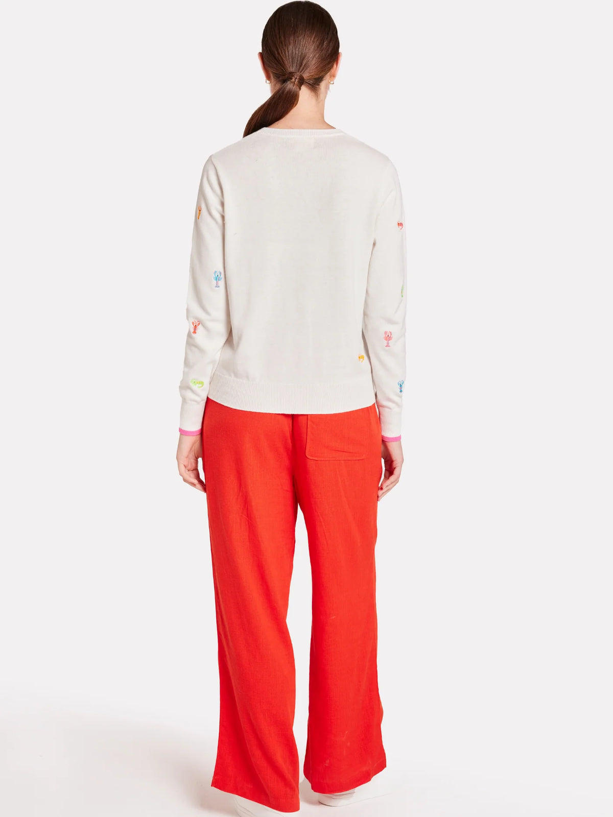 Brodie Lobster Embroidery Crew - White