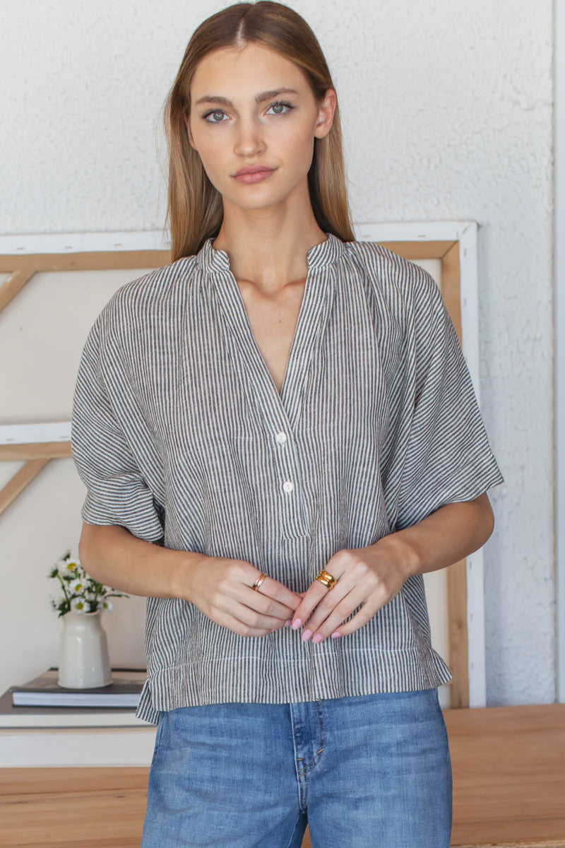 Emerson Fry Artist Buttondown - Charcoal Stripe