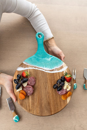 Lynn & Liana Designs Acacia Round Cheese Board - Ocean Vibes