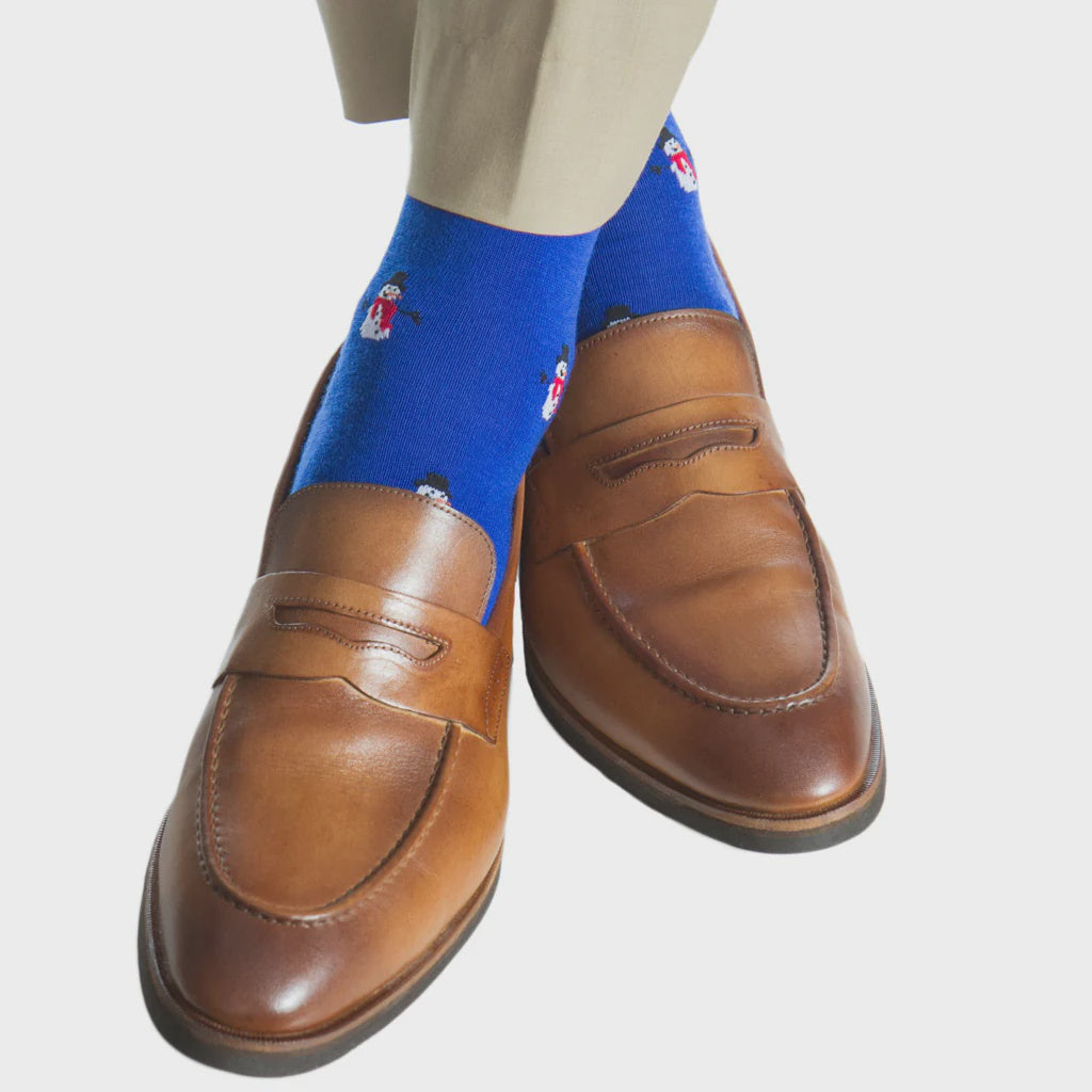 Dapper Classics Socks - Cobalt w/ Snowman