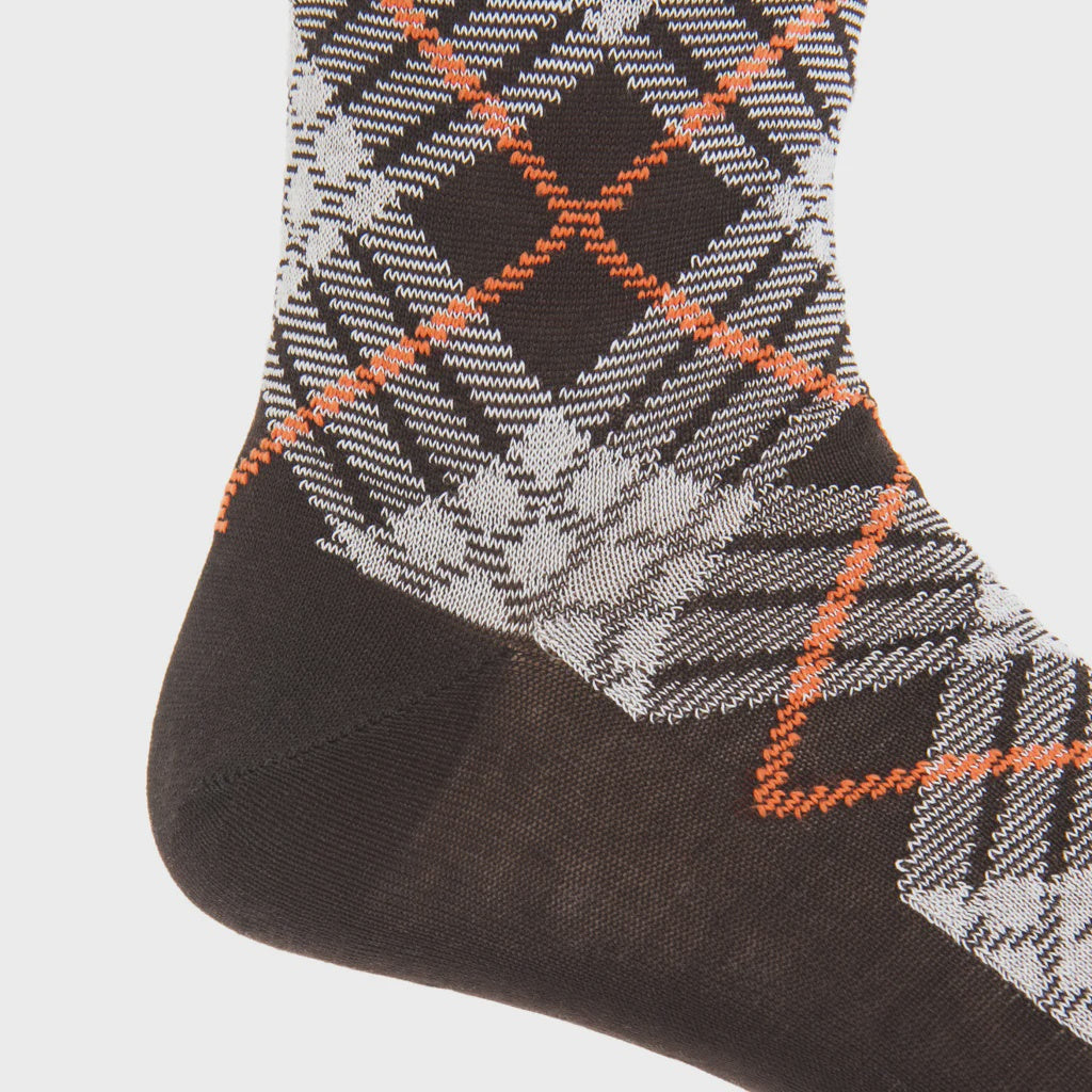 Dapper Classics Socks - Coffee Brown with Cream Tartan