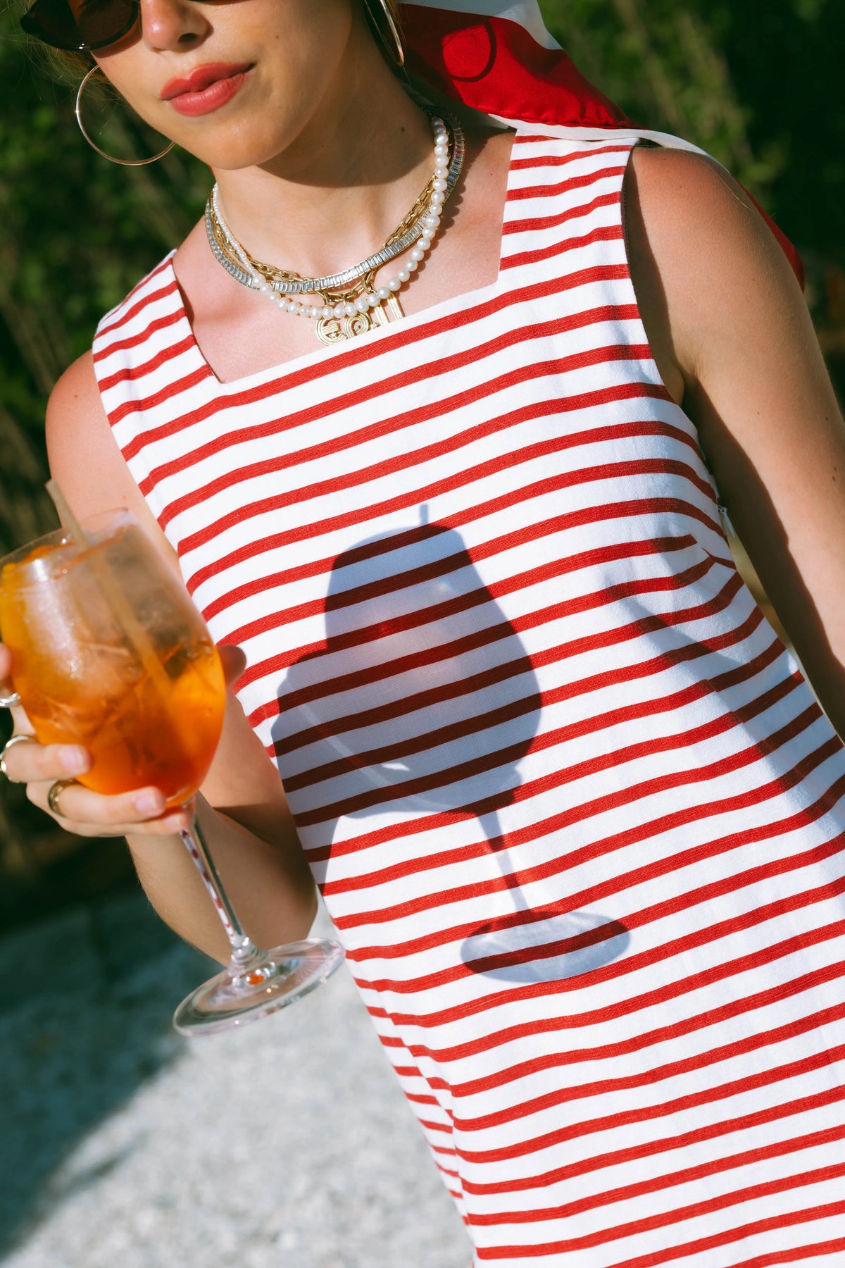 Marea Presley Shift Dress - Red Nautical Stripe