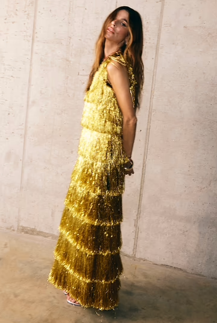 NFD Gold fringe dress