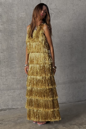NFD Gold fringe dress