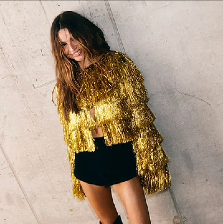 Never Fully Dressed Gold Fringe Jacket
