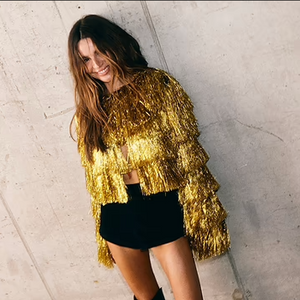 Never Fully Dressed Gold Fringe Jacket
