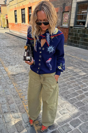 Never Fully Dressed Navy Icons Cardigan