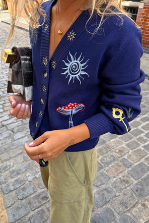 Never Fully Dressed Navy Icons Cardigan