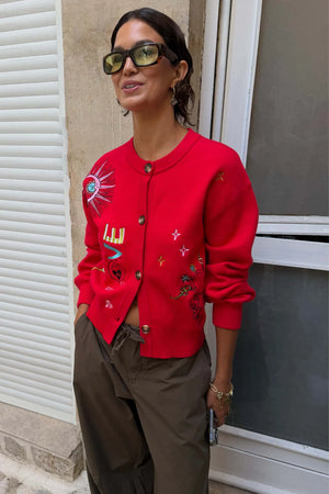 Never Fully Dressed Red Amore Forrest Cardigan
