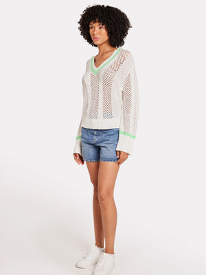 Brodie Open Cable V Neck - Ice Water