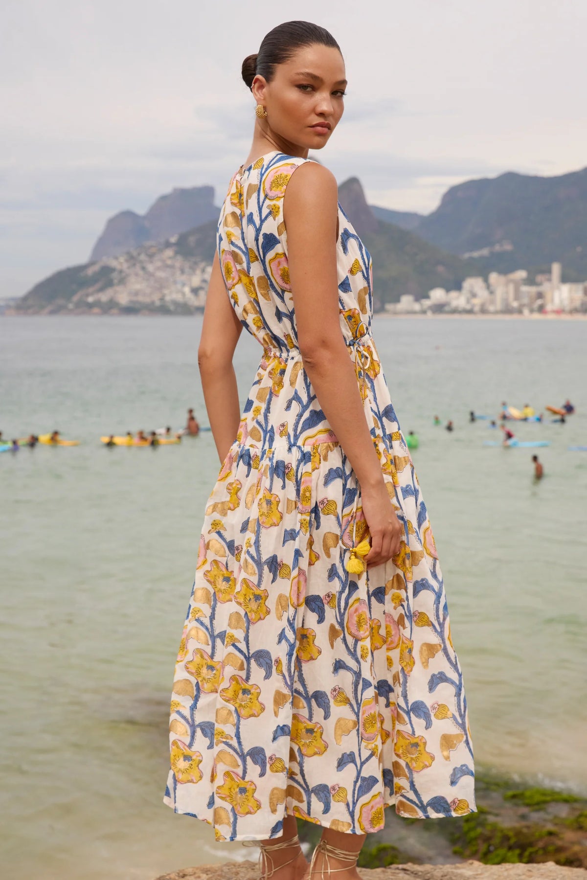 Oliphant Sleeveless Piped Maxi- Poppy Marigold