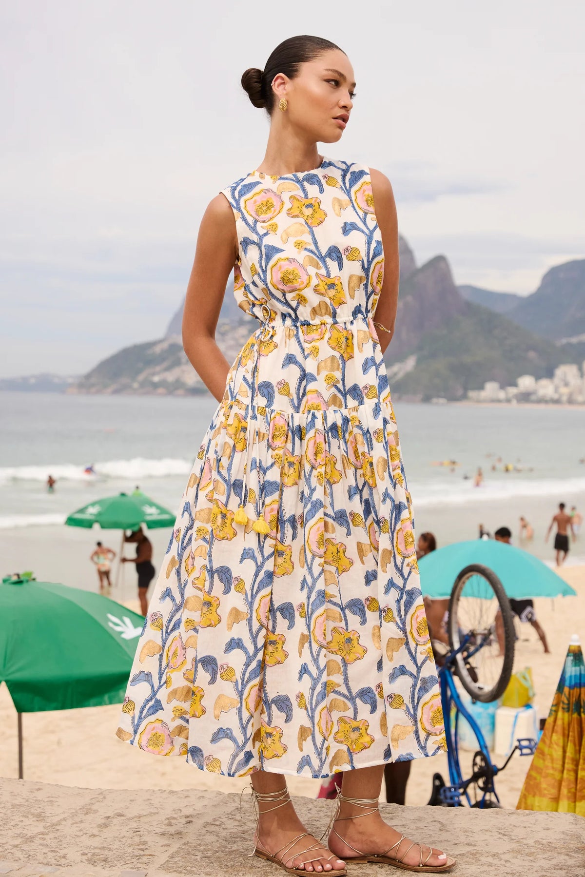Oliphant Sleeveless Piped Maxi- Poppy Marigold