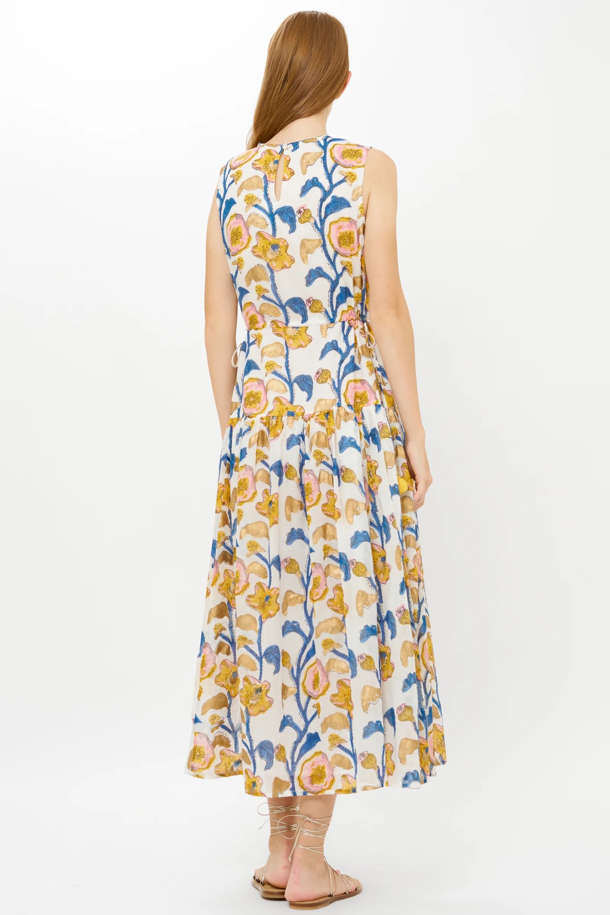 Oliphant Sleeveless Piped Maxi- Poppy Marigold