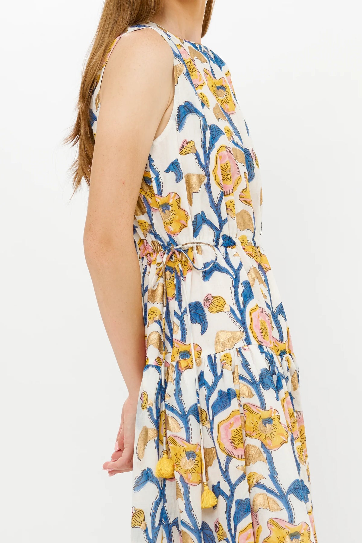 Oliphant Sleeveless Piped Maxi- Poppy Marigold
