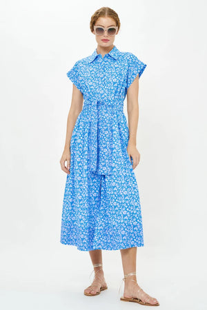 Oliphant Belted Shirt Dress - Ditsy Blue