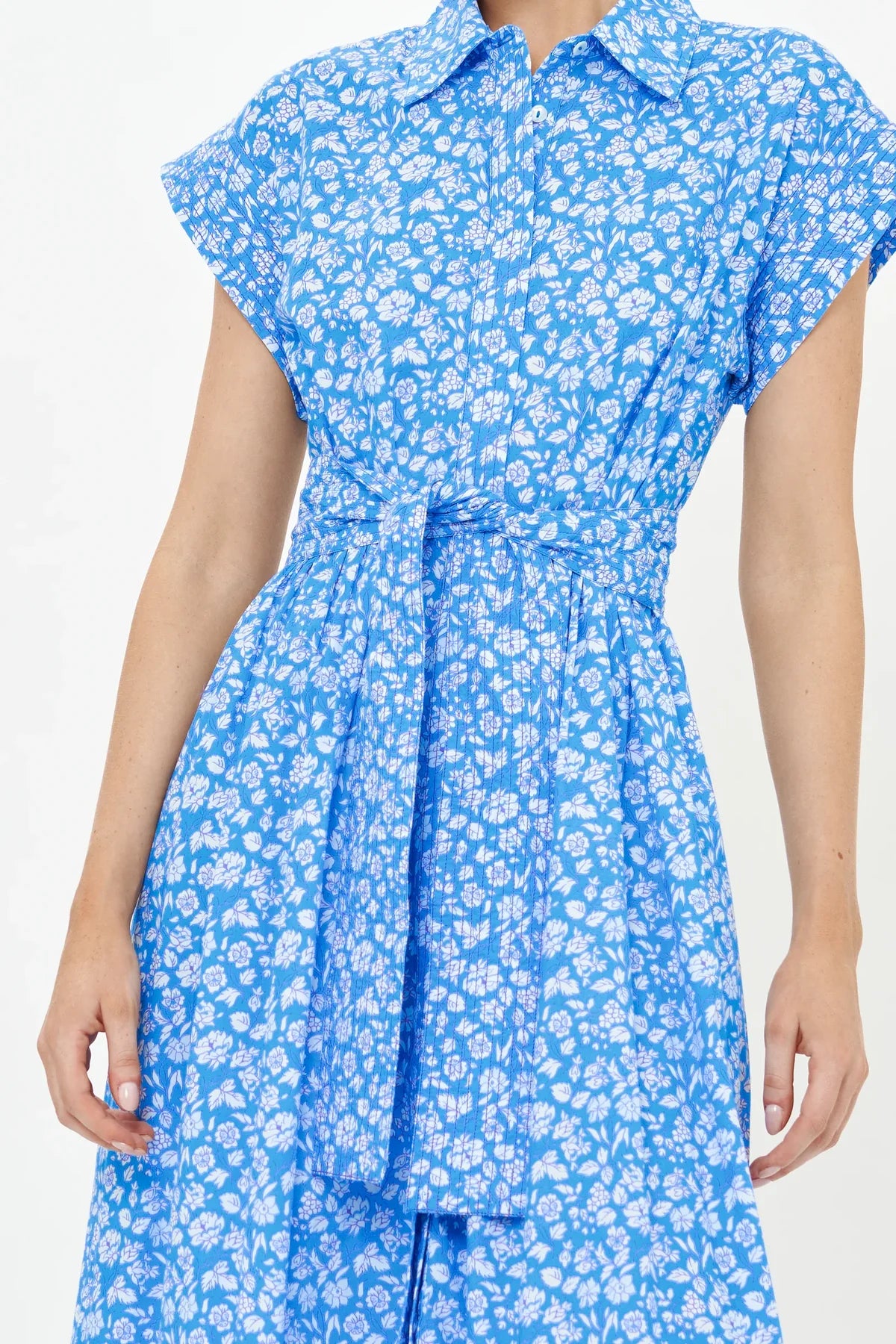 Oliphant Belted Shirt Dress - Ditsy Blue