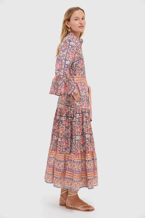 Oliphant Ruffle Collar Bell Maxi - Matera Navy