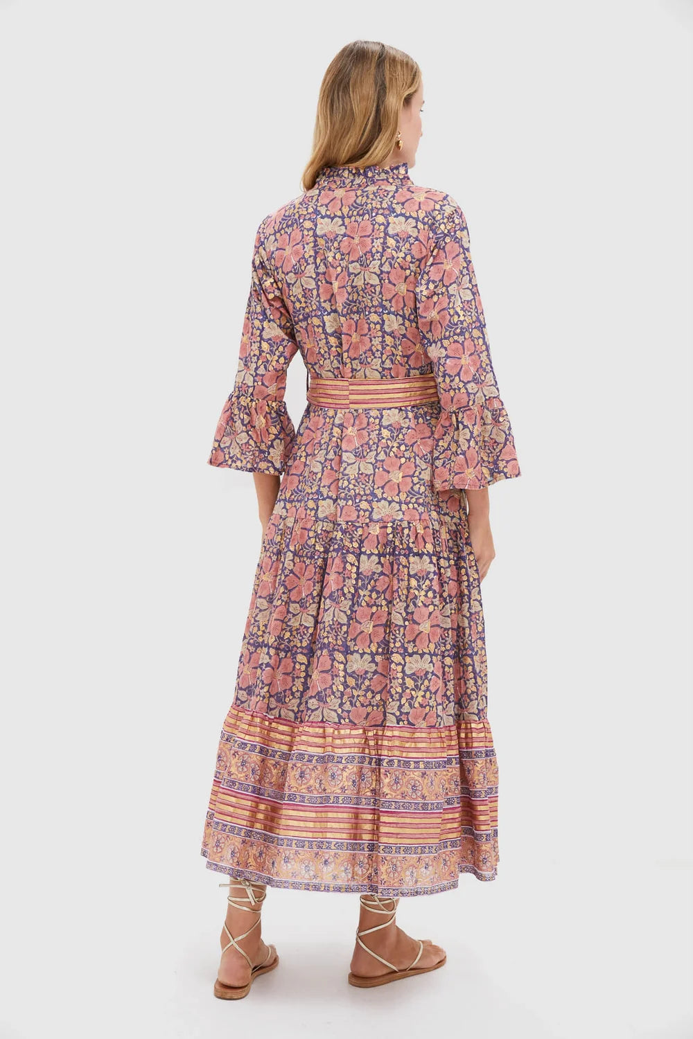 Oliphant Ruffle Collar Bell Maxi - Matera Navy