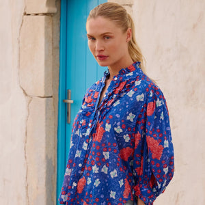 Oliphant Ruffle Front Button Blouse - Fluer