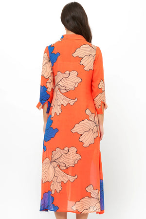 Oliphant Shirt Dress Midi - Bora Bora Red