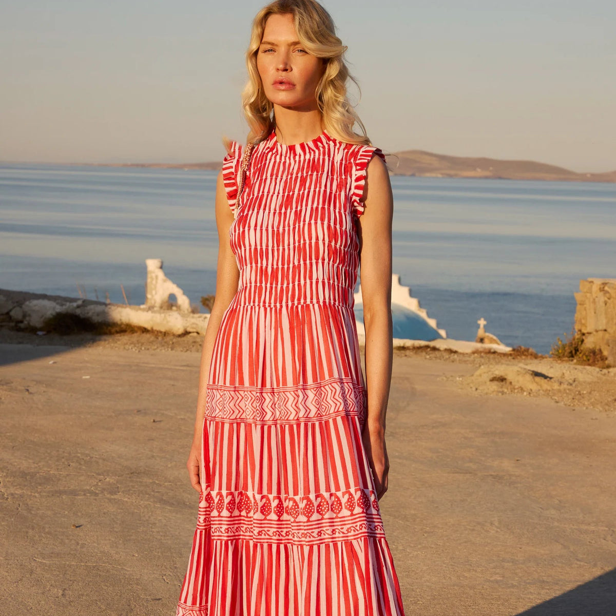 Oliphant Sleeveless Smocked Maxi - Santorini