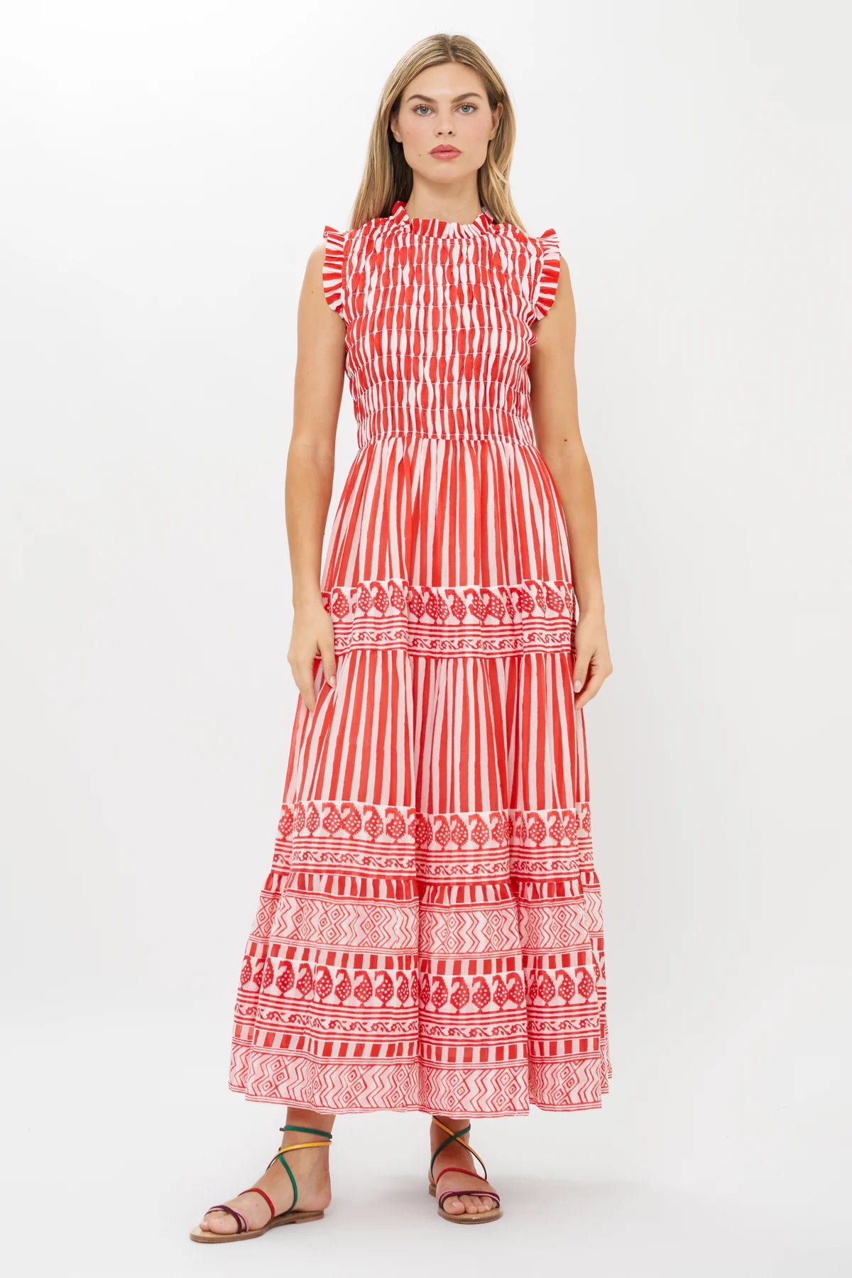 Oliphant Sleeveless Smocked Maxi - Santorini