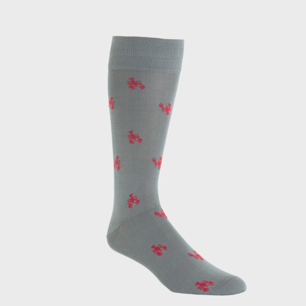 Dapper Classics Socks - Steel Gray with Red Lobster