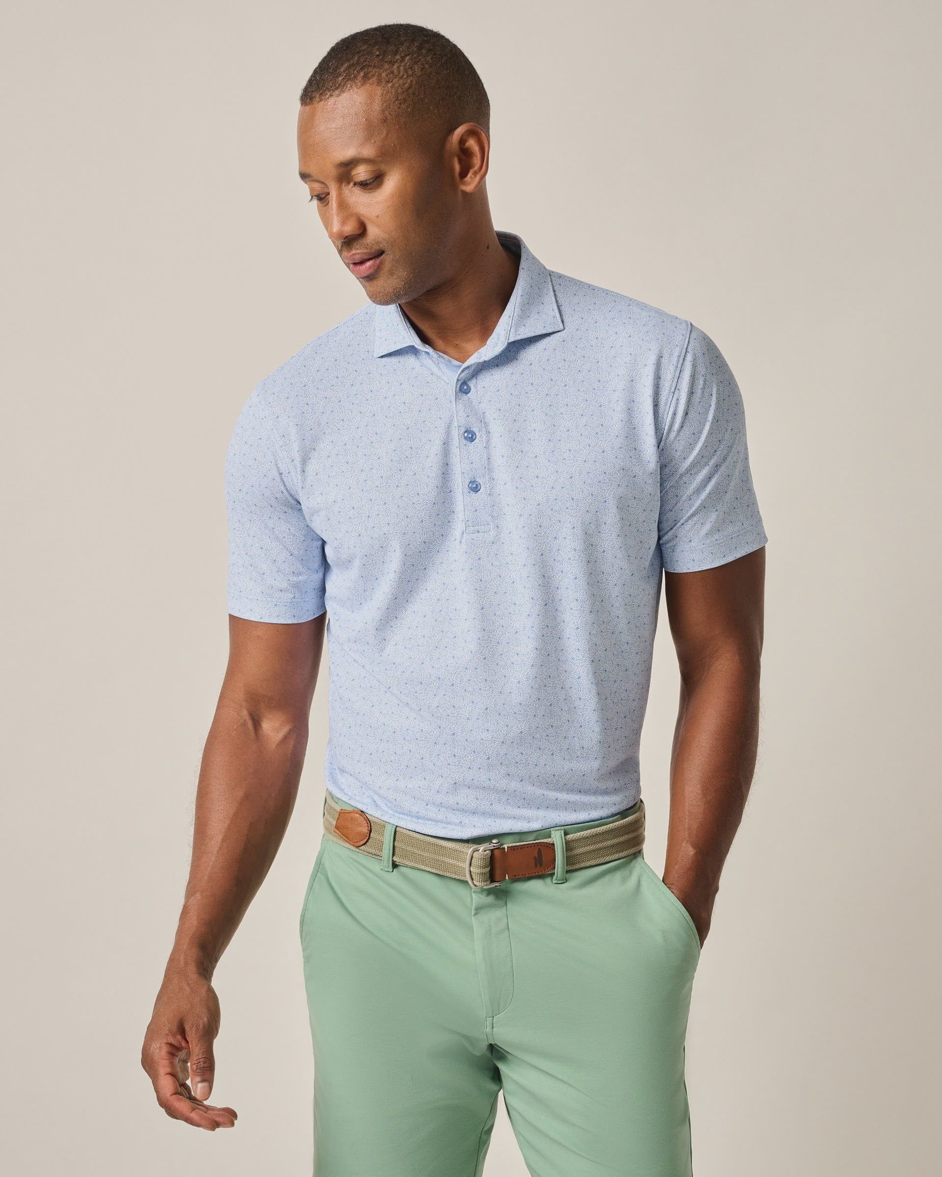 Johnnie-O Junes Print Performance Mesh Polo - Seychelles