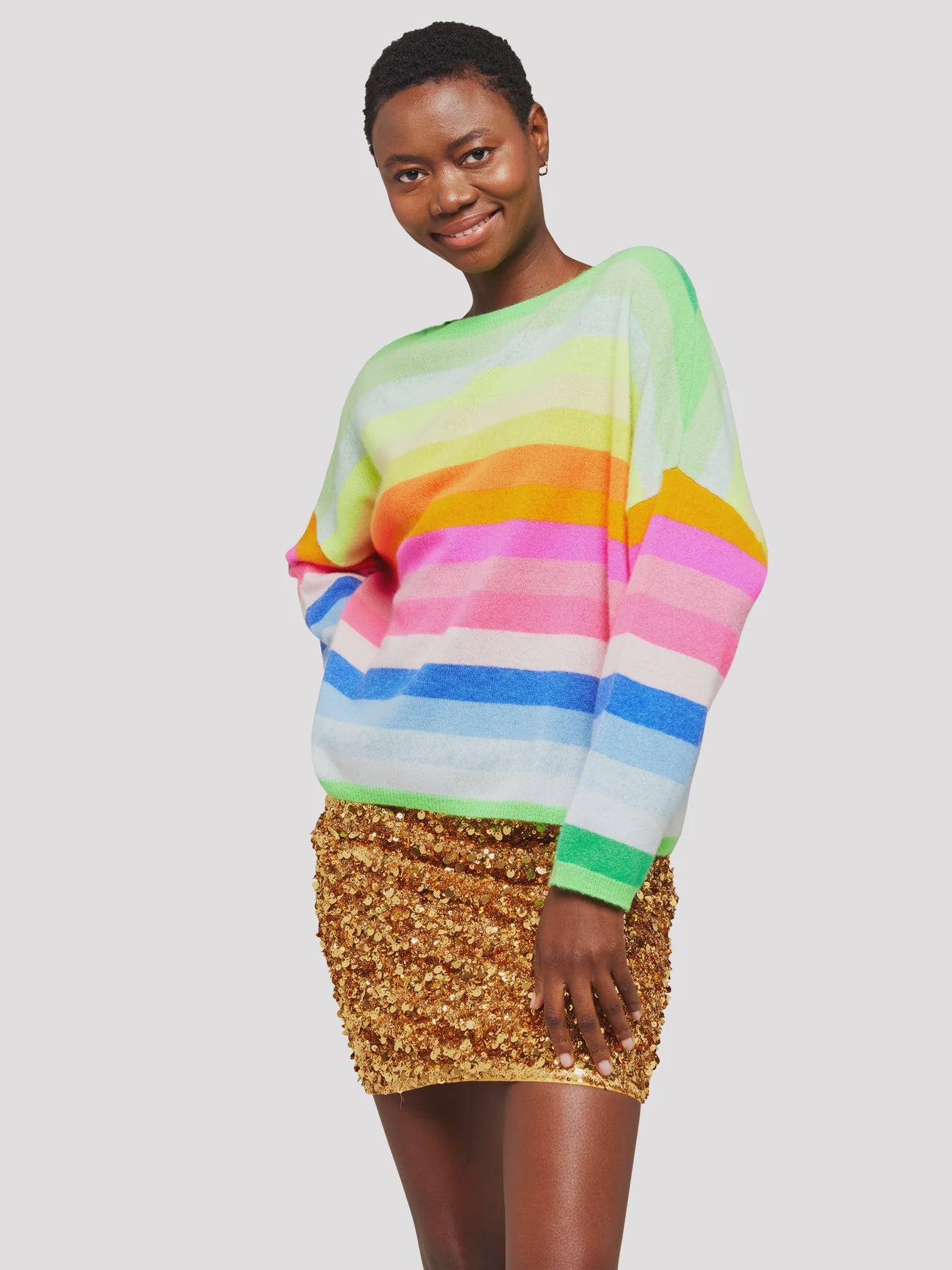 Brodie Doris Stripe Crew Sweater - Spring Green