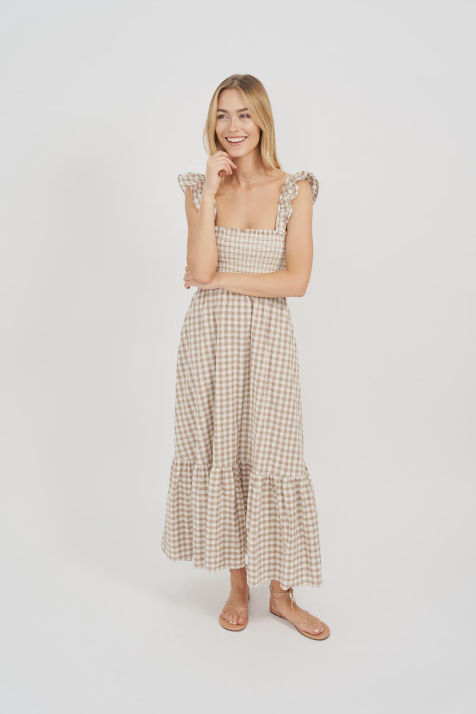 Marea Sasco Dress - Dune Gingham