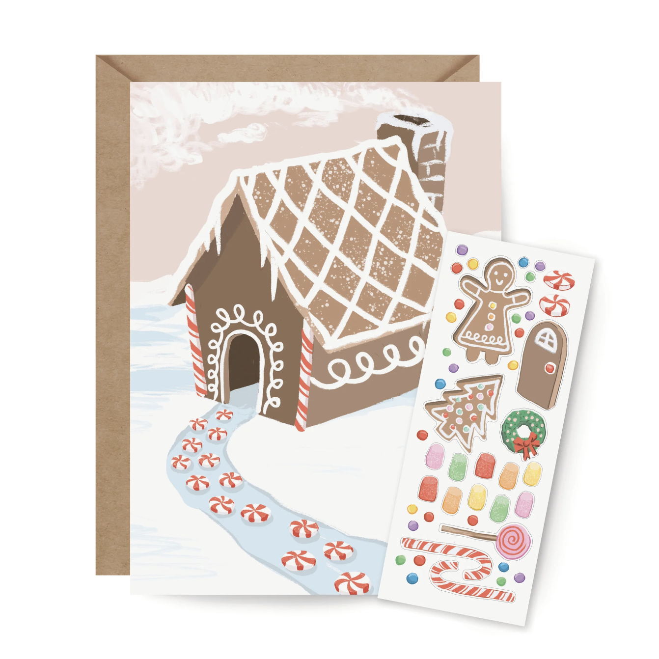 Inklings Paperie Card - Gingerbread House Sticker Scene