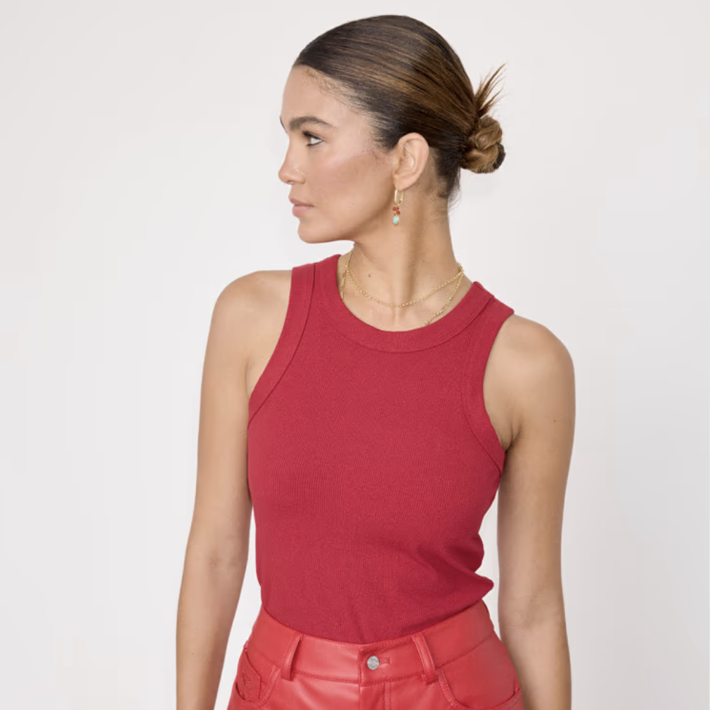 Never Fully Dressed - Deep Red Ribbed Tank Top