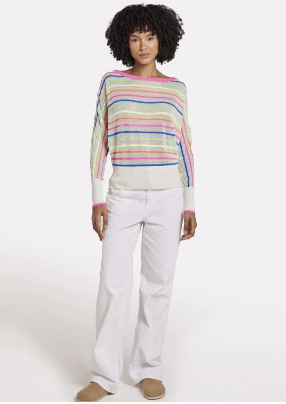Brodie - Mini Stripe Relax Neck - Neon Stripes