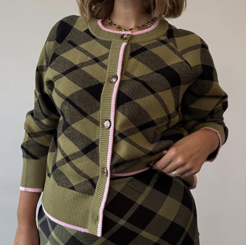 Never Fully Dressed Olive Tartan Cheryl Cardigan