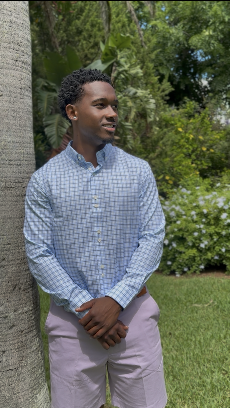 Men's Button Up Checked Shirt - Lavender
