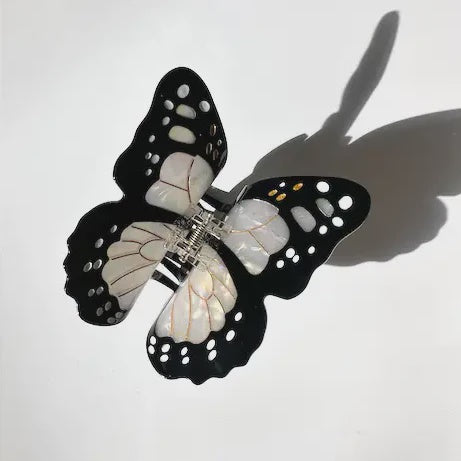 BDA Solar Eclipse Monarch Butterfly Claw Hair Clip - White