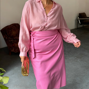 Never Fully Dressed Jaspre Skirt - Pink Vegan Leather