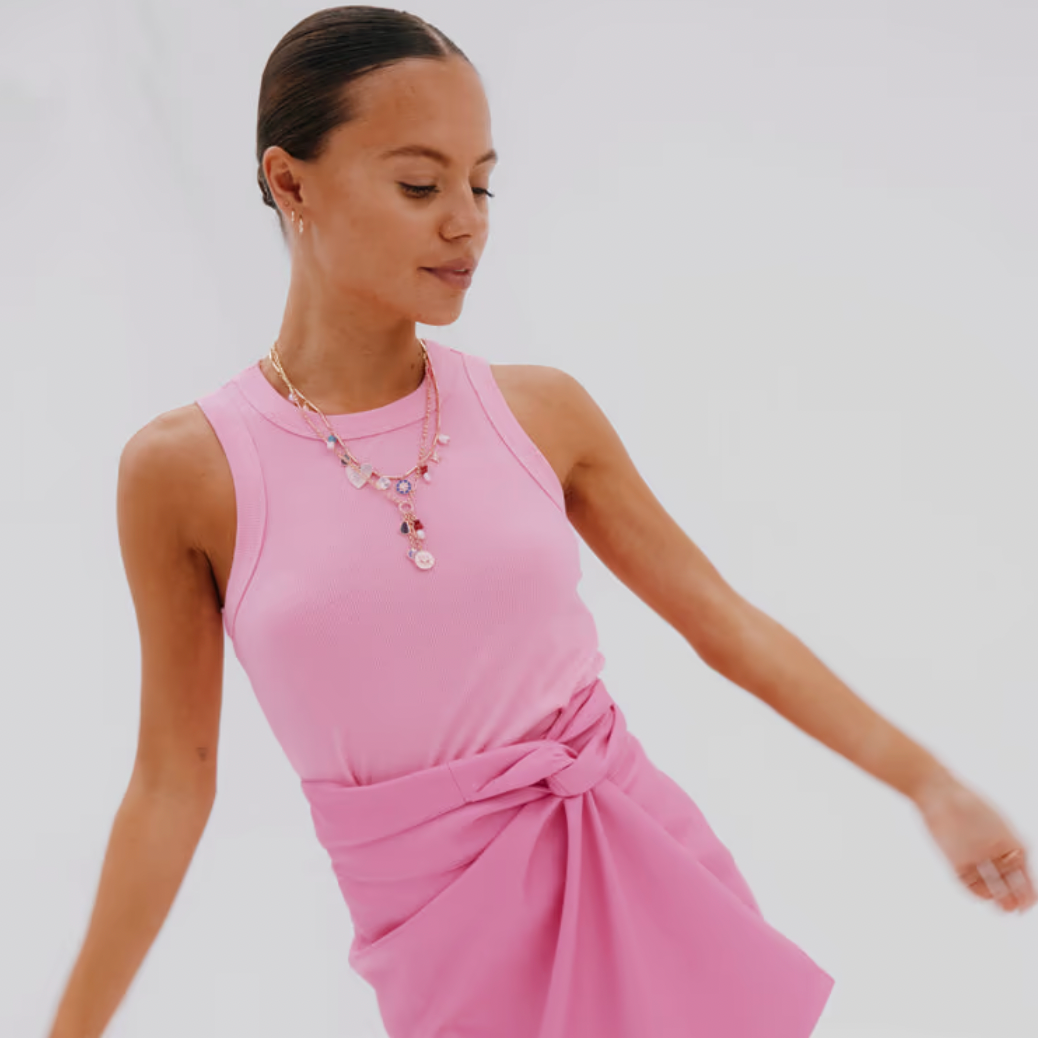 Never Fully Dressed Ribbed Tank Top - Pink