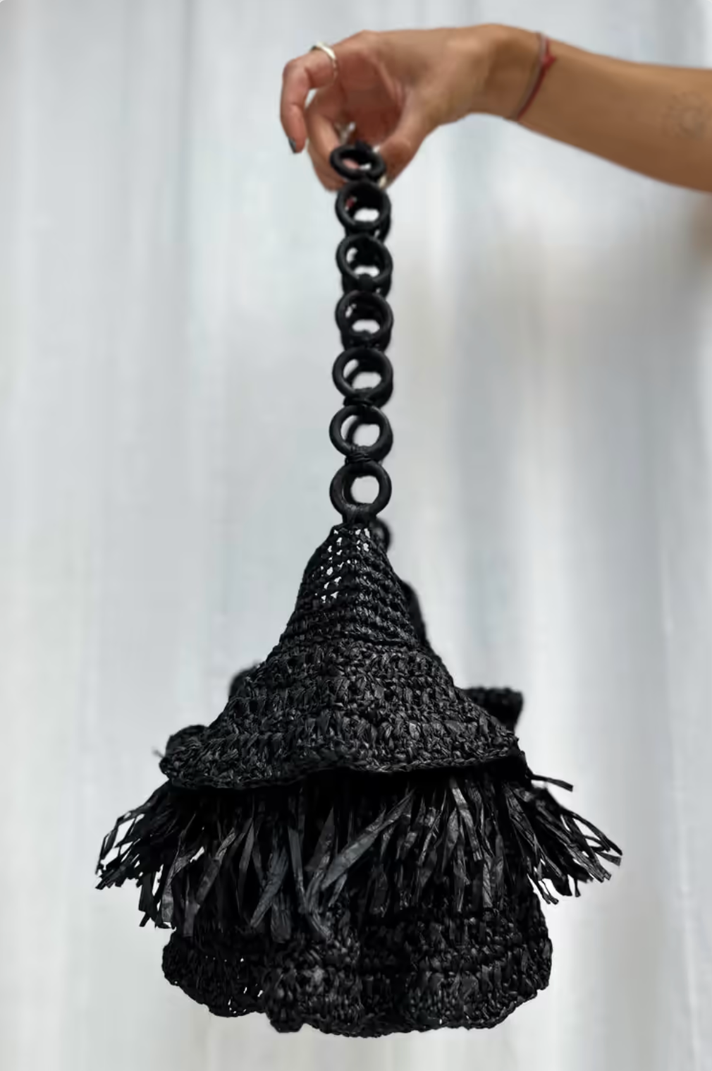 Never Fully Dressed - Black Raffia Bag