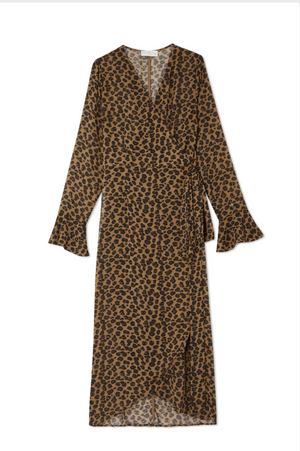BDA Never Fully Dressed Sheer Lucia Wrap Dress - Leopard