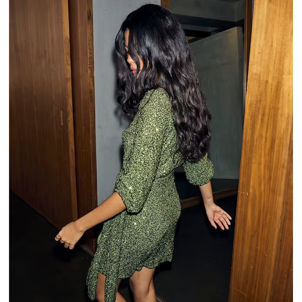 Never Fully Dressed Olive Sequin Mini Vienna Dress