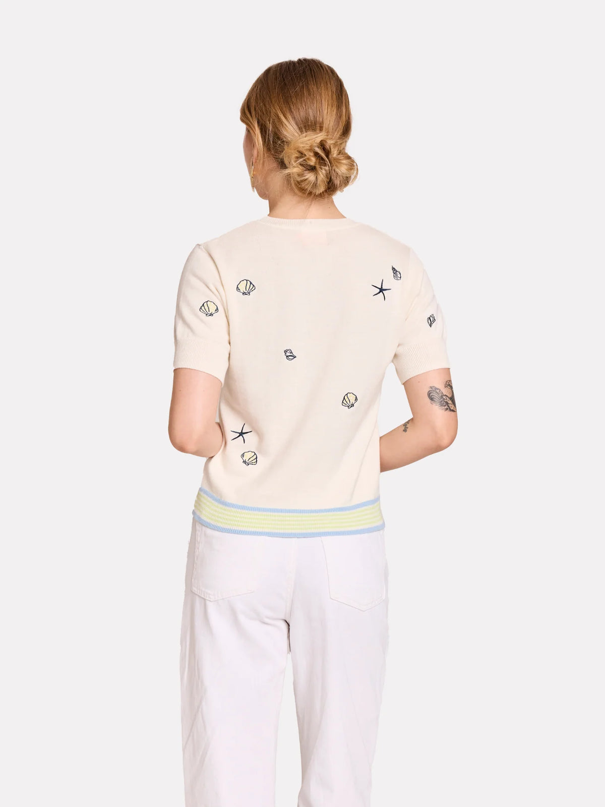 Brodie Shell Embroidery Tee - White