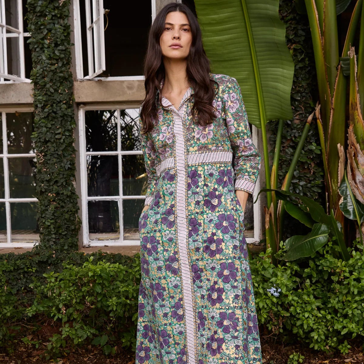 Oliphant Shirt Dress Maxi - Matera Green