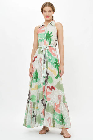 Oliphant Sleeveless Shirt Dress Maxi- Paradiso Petal