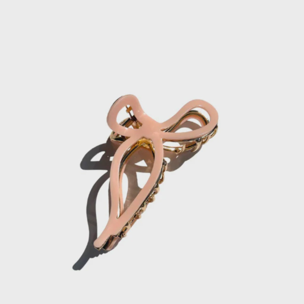 BDA Solar Eclipse Ballet Bow Acetate Claw Clip - Pale Pink