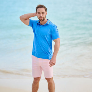 Men's Performance Polo - Atlantic Blue with Wild & Restrained Collar